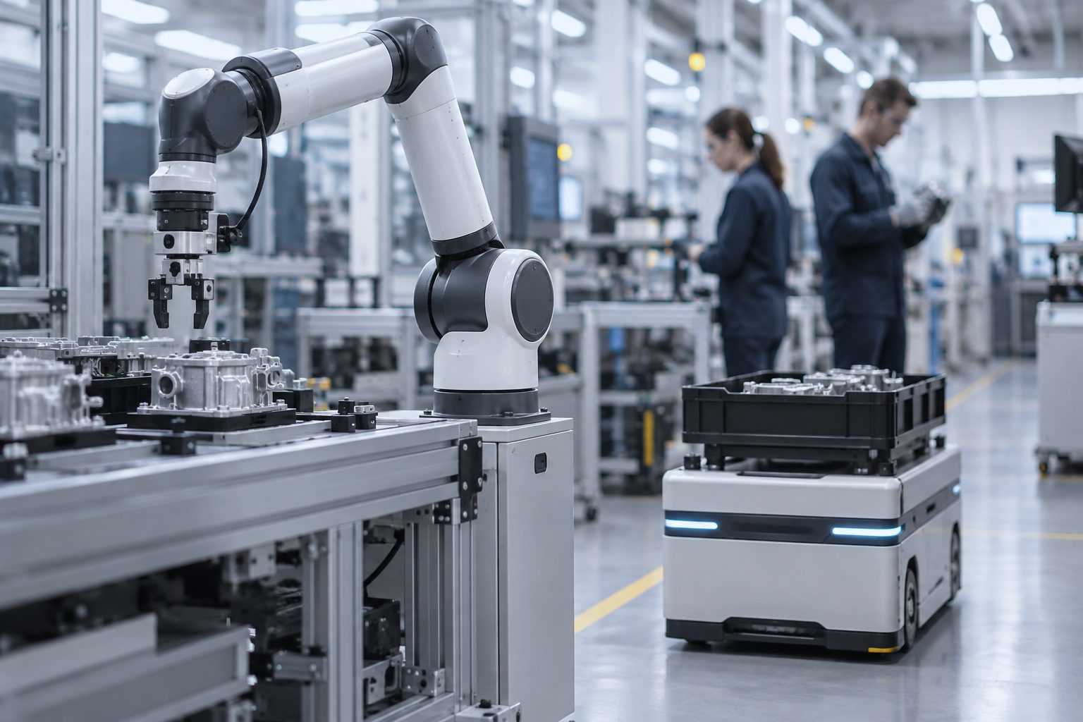 Robots on a manufacturing line
