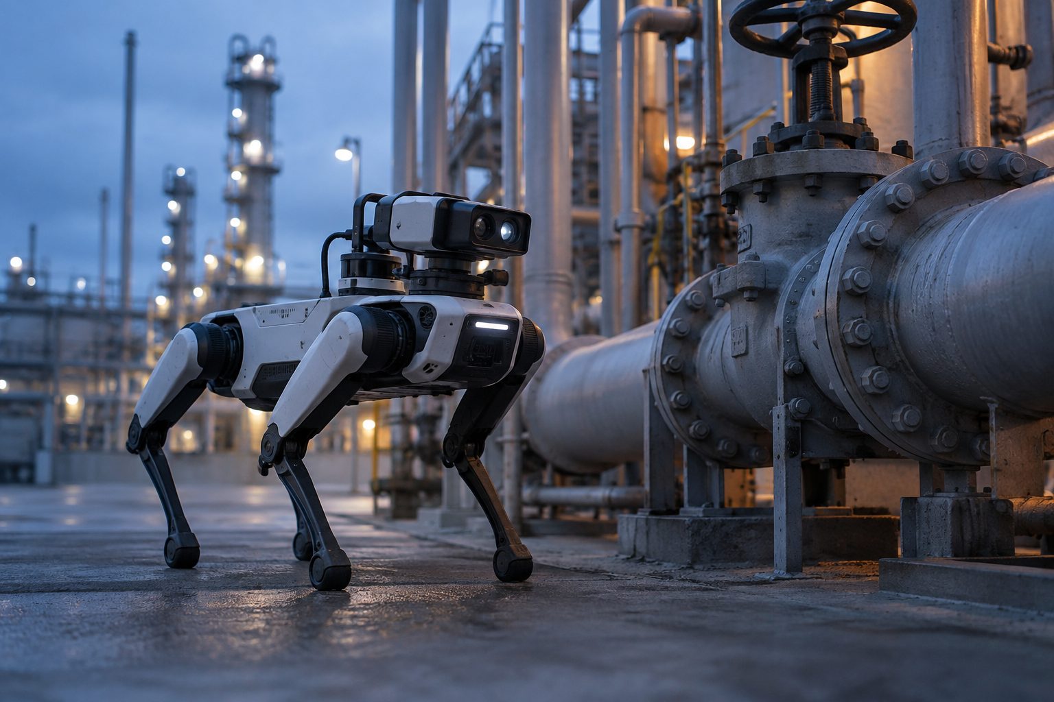Quadruped inspection robot with computer vision at an industrial plant